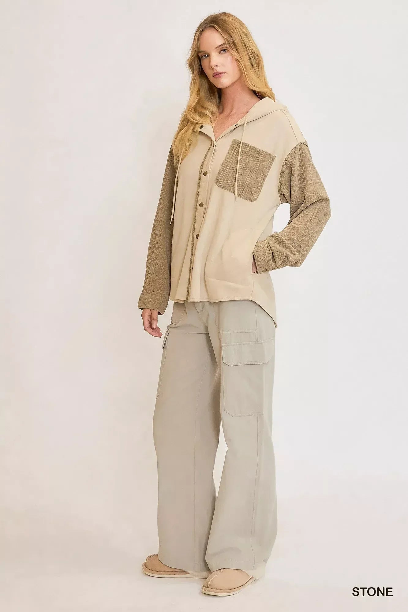 Umgee Washed French Terry Shacket - DAVERRI FASHIONS