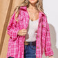 And The Why Full Size Tweed Button Down Long Sleeve Shacket Fuchsia Shackets