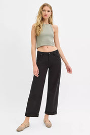 RISEN Tummy Control Mid Rise Ankle Barrel Relaxed Baggy Jeans | Jeans Daverri Fashions