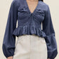 Ruffled Hem Balloon Sleeve Blouse - DAVERRI FASHIONS