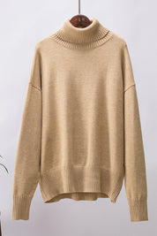 Turtle Neck Dropped Shoulder Sweater | Sweaters Daverri Fashions