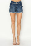 RISEN Raw Hem Denim Shorts with Pockets - DAVERRI FASHIONS