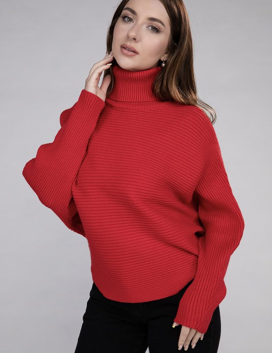 Viscose Dolman Sleeve Turtleneck Sweater RUBY Tops