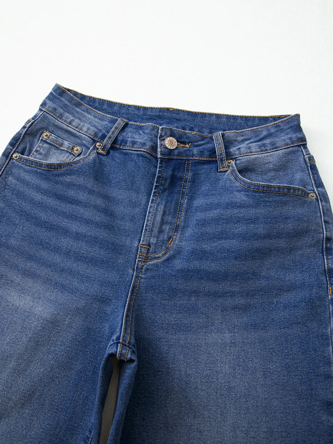 Daverri Fashions Raw Hem Unique Cuffs Straight High Rise Loose Jeans - DAVERRI FASHIONS