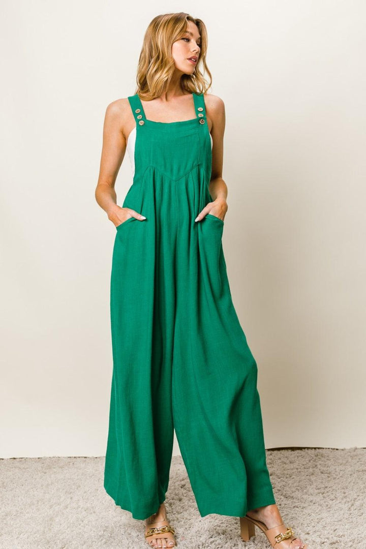 BiBi Texture Sleeveless Wide Leg Jumpsuit Jumpsuits