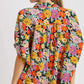 Umgee Full Size Flower Print Boxy Cut Button Down Shirt Shirts