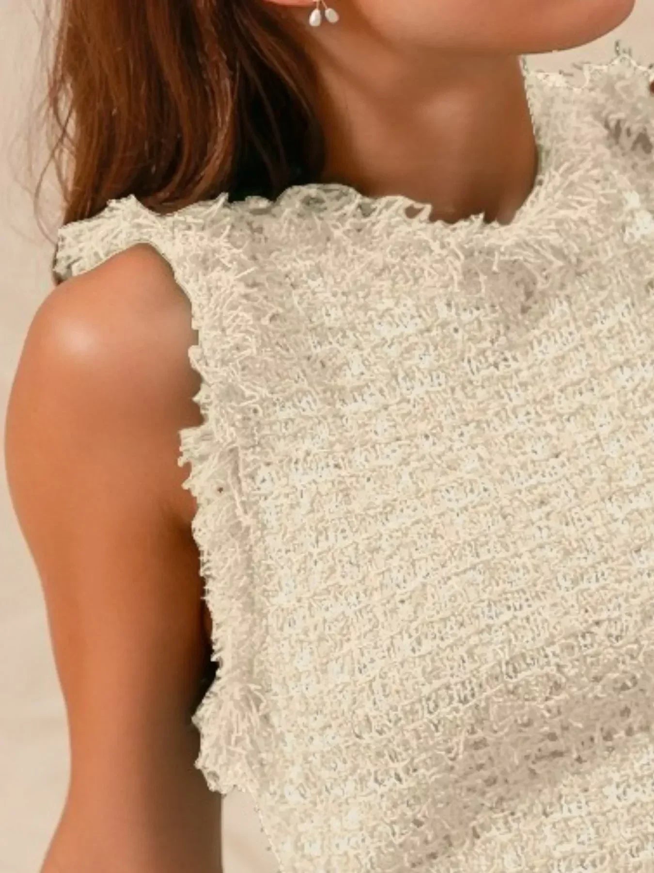 SO ME Tweed Knit Sweater Vest Top - DAVERRI FASHIONS