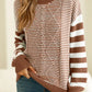 Striped Round Neck Dropped Shoulder Sweater - DAVERRI FASHIONS