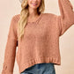 BiBi Chunky Knit Sweater with Flower Detail Sleeves - DAVERRI FASHIONS