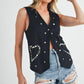 Aemi + Co Heart Rivet Detail Suede Vest Coat Black S Vests