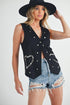 Aemi + Co Heart Rivet Detail Suede Vest Coat Black S Vests