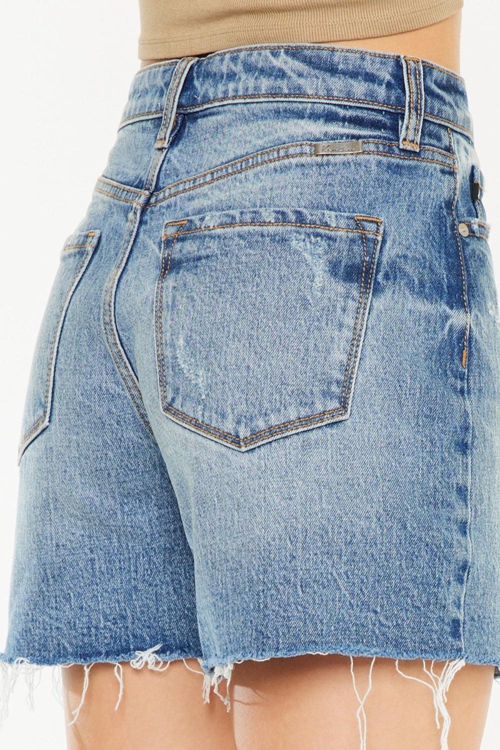 Kancan Full Size Raw Hem High Waist Denim Shorts Denim Shorts