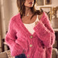 SO ME Soft Touch Hairy Loose Fit Cozy Sweater Cardigan - DAVERRI FASHIONS