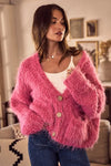 SO ME Soft Touch Hairy Loose Fit Cozy Sweater Cardigan - DAVERRI FASHIONS