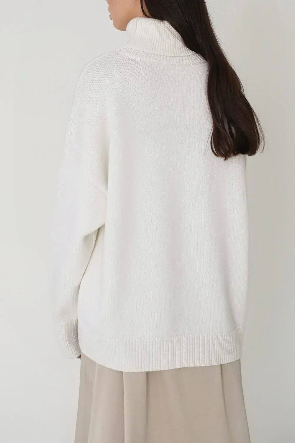 Daverri Fashions Dropped Shoulder Turtleneck Sweater - DAVERRI FASHIONS