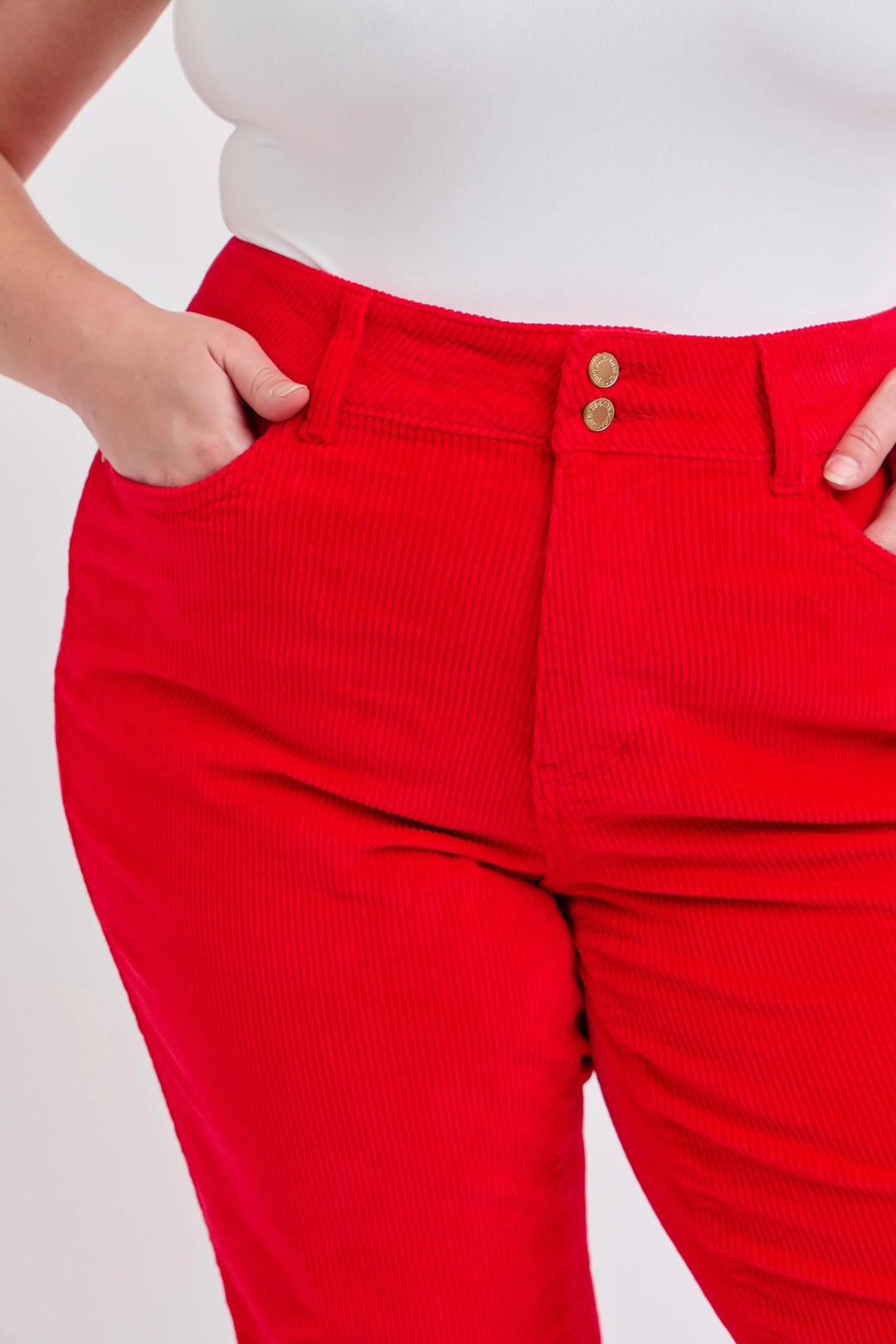 Judy Blue Plus Size High Waist Corduroy Trouser Wide Plus Pants