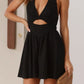 Daverri cutout halter neck mini dress black with deep v-cut and side detail