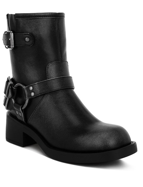 Caribou Harness Detail Biker Boots | Boots Daverri Fashions