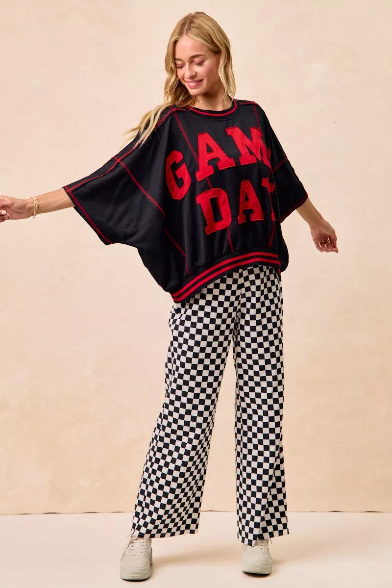 BiBi Gameday Theme Checkered Printed Pants | Daverri Fashions