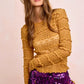 Mustard yellow textured BiBi ruffles detail sweater top