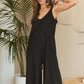 ADORA Black Textured Wide-Leg Jumpsuit Black