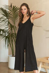 ADORA Black Textured Wide-Leg Jumpsuit - DAVERRI FASHIONS