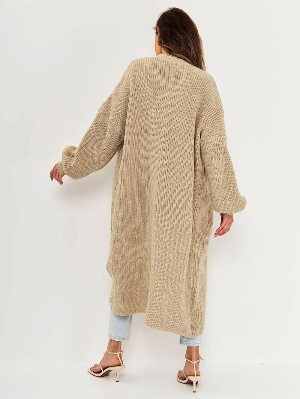 Open Front Long Sleeve Longline Cardigan | Cardigans Daverri Fashions