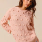 SO ME Pom Pom Textured Knit Sweater Top - DAVERRI FASHIONS