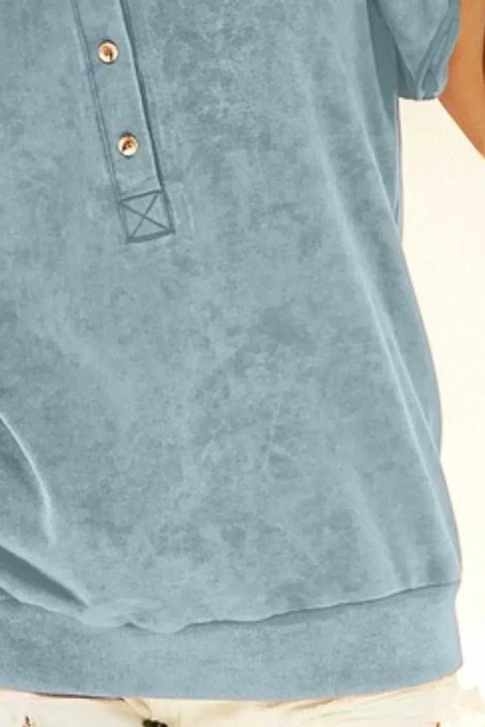 BiBi Mineral Washed Terry Top Denim | Tops Daverri Fashions