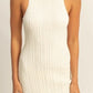 HYFVE White Round Neck Bodycon Ribbed Knit Dress - DAVERRI FASHIONS
