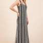 GeeGee Plus Size Striped Scoop Neck Beaded Strap Maxi Cami Dress Cami Dresses