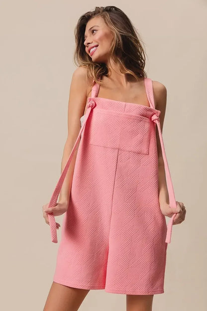 BiBi Texured Jacquard Romper with Side Pockets - DAVERRI FASHIONS