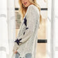 ADORA Distressed Star Sweater Top - DAVERRI FASHIONS
