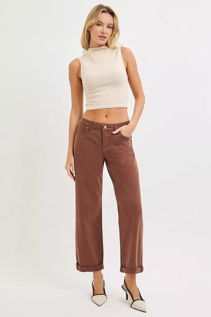RISEN Full Size Tummy Control Mid Rise Ankle Barrel Baggy Jeans Plus Size | Pants Daverri Fashions