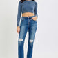 RISEN Full Size High Rise Distressed Crop Straight Jeans - DAVERRI FASHIONS