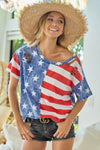 BiBi American Flag Theme Short Sleeve T-Shirt - DAVERRI FASHIONS