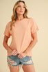 Aemi + Co Exposed Seam Round Neck Short Sleeve T-Shirt - DAVERRI FASHIONS