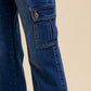 Annie Wear Dark Wash Straight Leg Jeans with Cargo Pockets Jeans