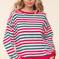 Haptics Full Size Striped Contrast Side Slit Knit Top - DAVERRI FASHIONS