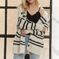 ADORA Horizontal Stripes Hoodie Cardigan - DAVERRI FASHIONS