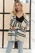 ADORA Horizontal Stripes Hoodie Cardigan - DAVERRI FASHIONS