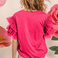 BiBi Ruffle Mesh Lace Layered Short Sleeve Top Tops