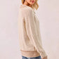 BiBi Half Button Ribbed Two Tone Sweater - DAVERRI FASHIONS