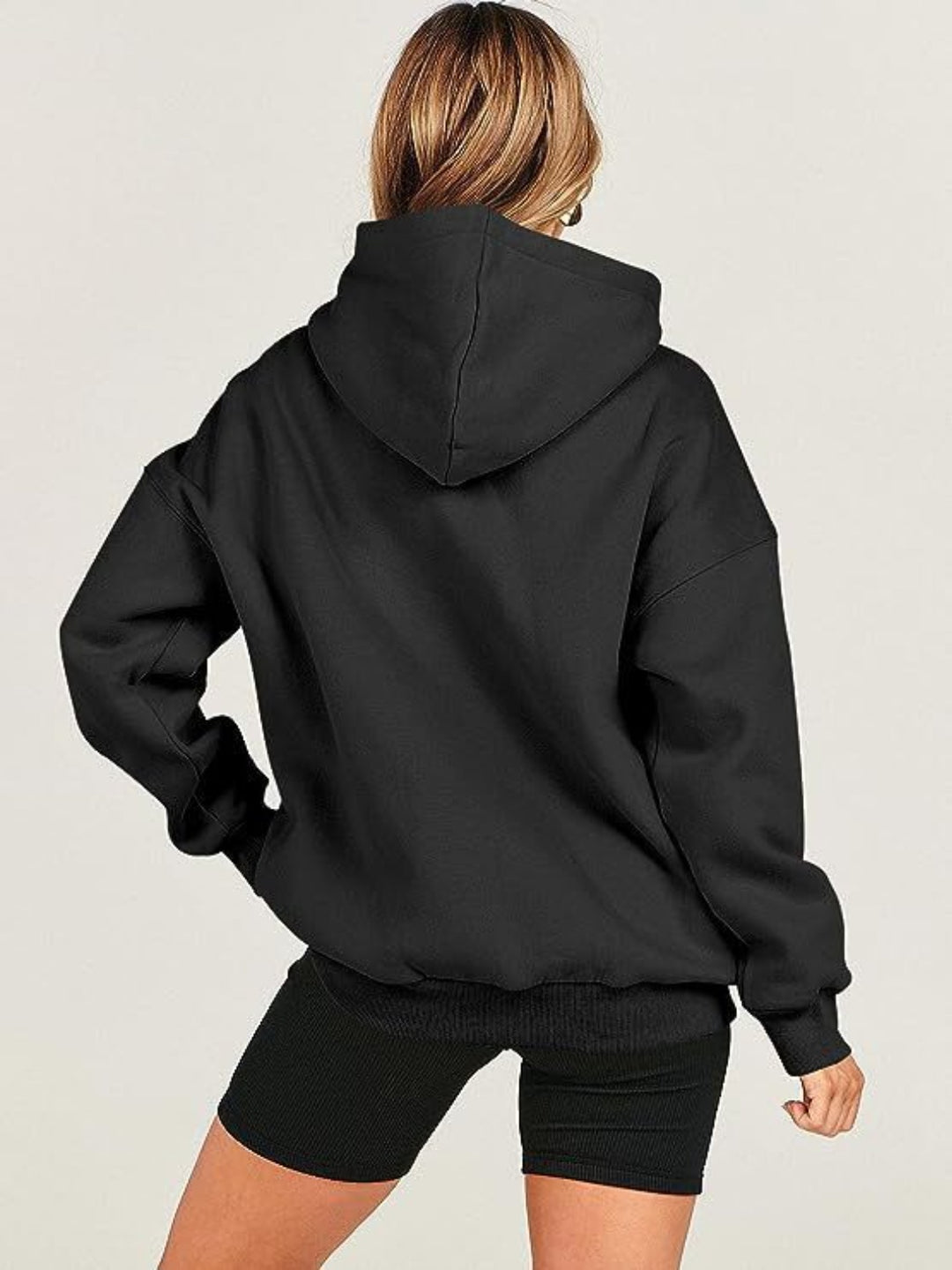 Dropped Shoulder Long Sleeve Hoodie Tops