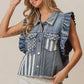 BiBi American Flag Washed Denim Jacket - DAVERRI FASHIONS