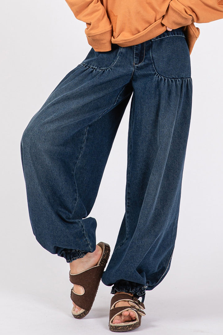 SAGE + FIG Mid-Rise Cargo Jeans with Pockets Jeans