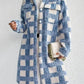 Plaid Button Up Long Sleeve Fleece Coat - DAVERRI FASHIONS