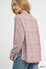 Umgee Textured Knit Long Sleeve Top | Knit Tops Daverri Fashions