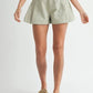 MABLE Pleated High Waist Twill Shorts Sage
