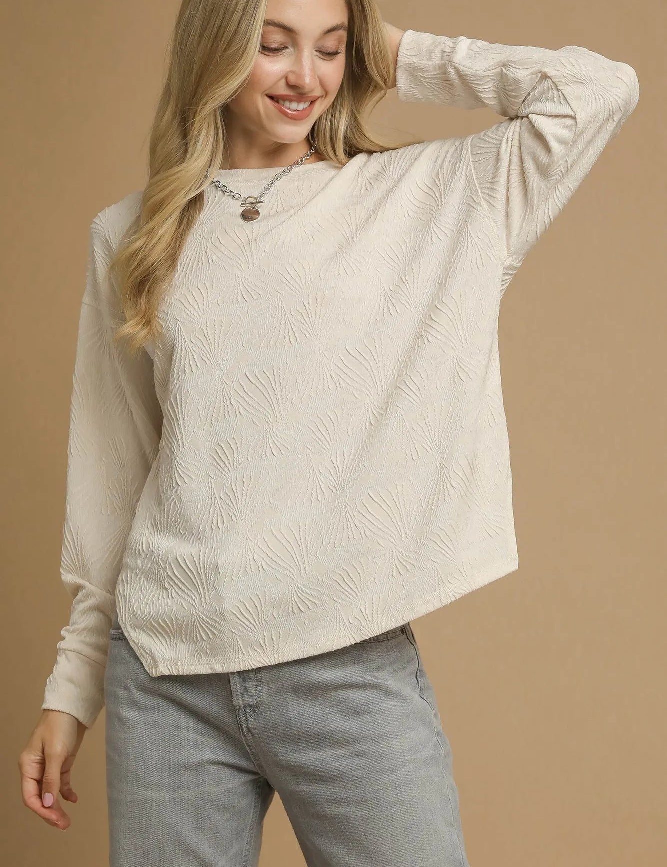 Umgee Textured Knit Long Sleeve Top | Tops Daverri Fashions